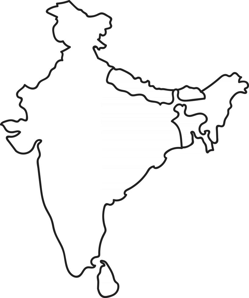 India a mano alzada y los países vecinos bosquejo del mapa sobre fondo blanco. vector