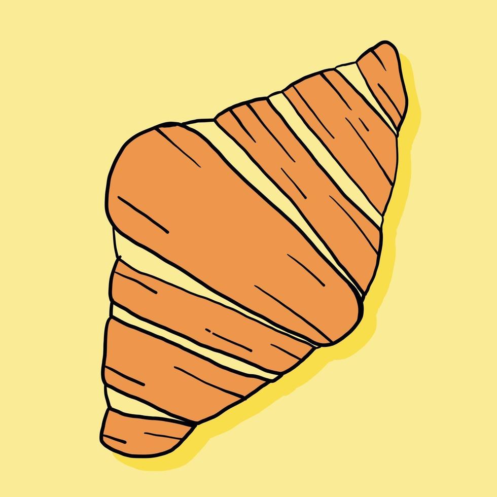 Doodle dibujo a mano alzada de pan croissant. vector