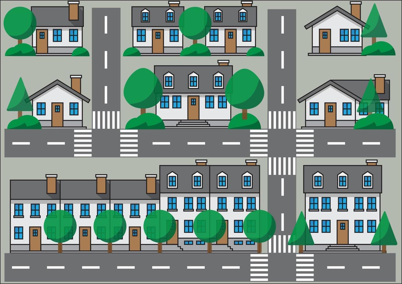 Collection of simplicity suburb houses. vector