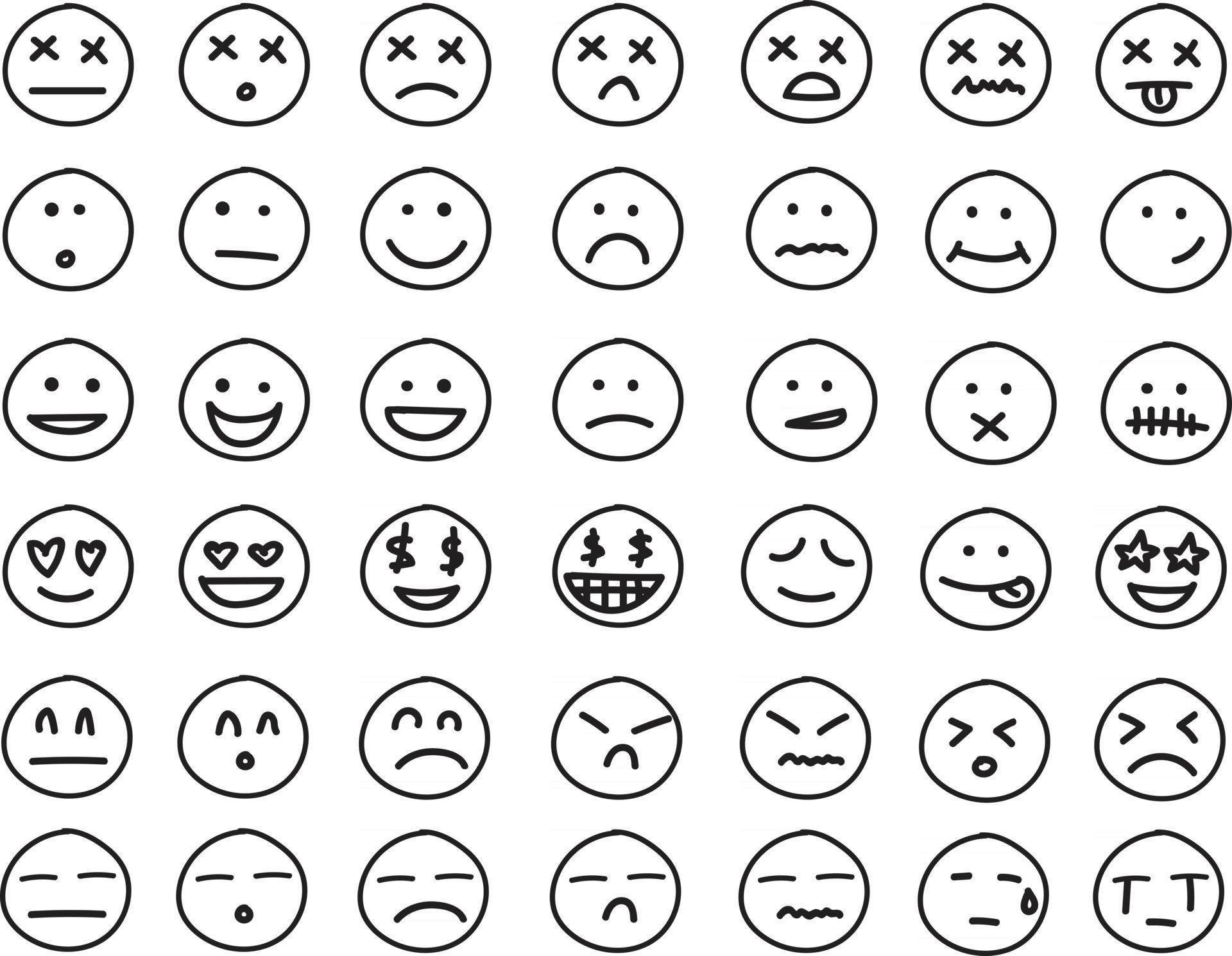 Collection of freehand drawing of emoticons 2962157 Vector Art at Vecteezy