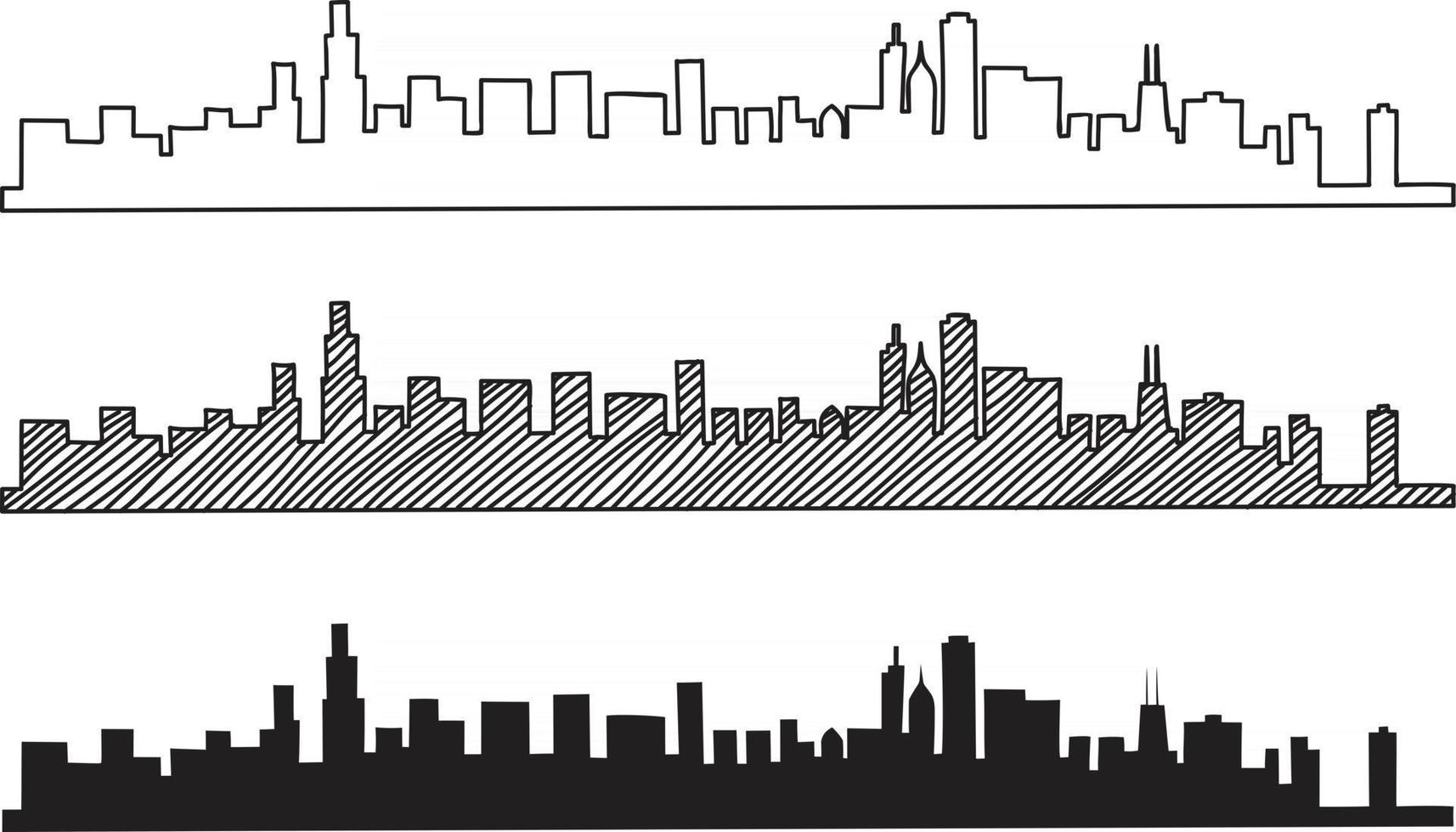 boceto a mano alzada del horizonte de chicago. vector