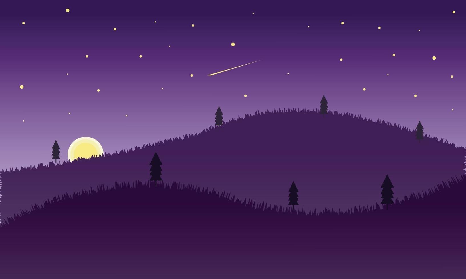 paisaje nocturno con estrellas vector gratis
