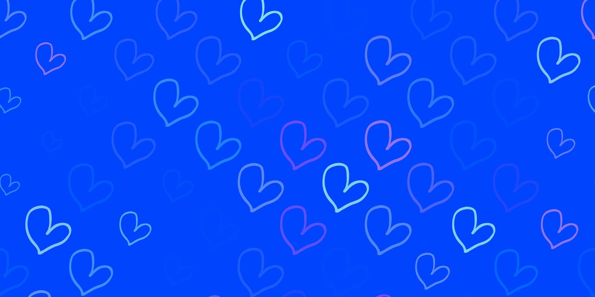 Light Pink, Blue vector background with hearts.