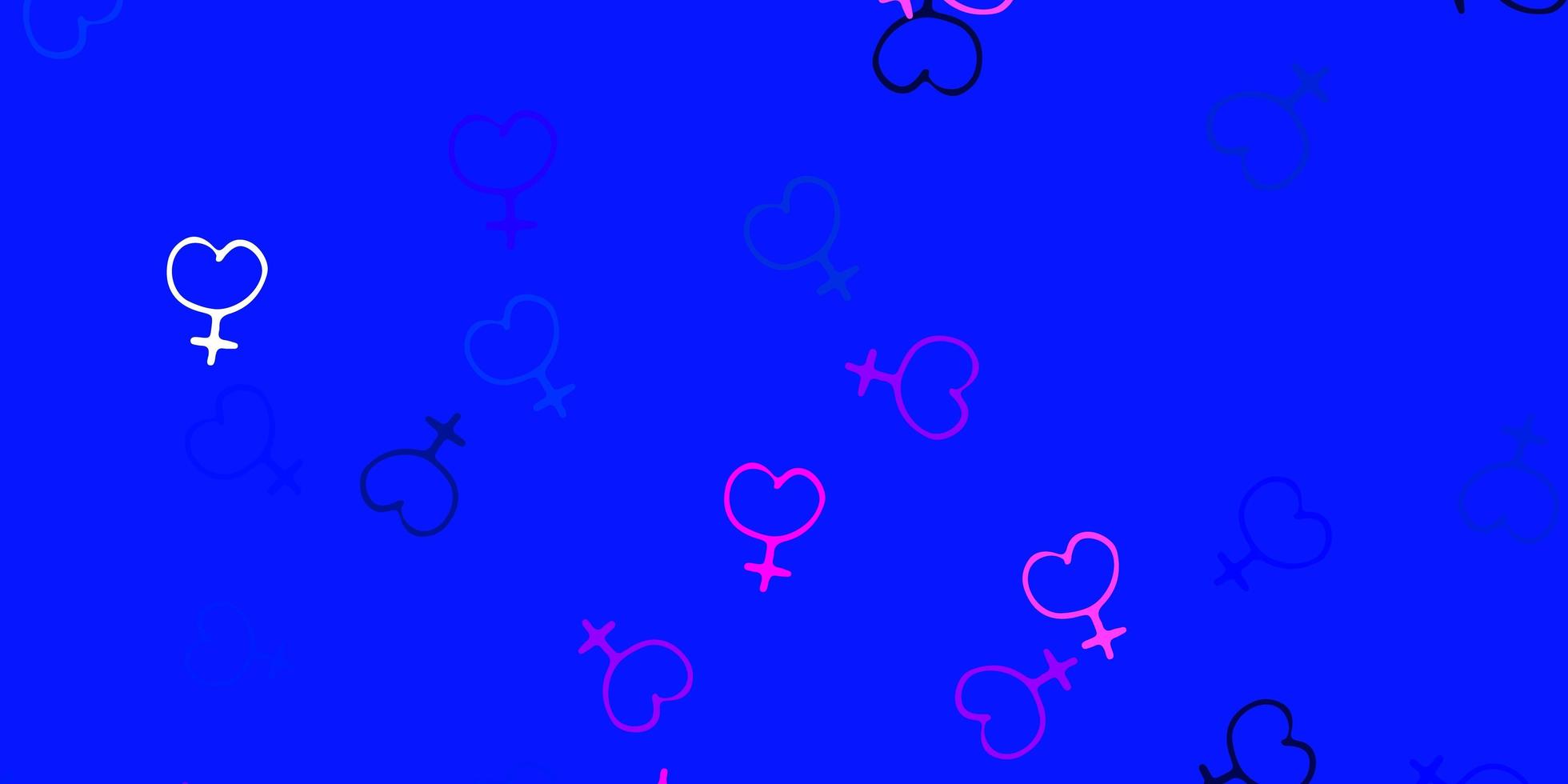 Light Pink, Blue vector pattern with feminism elements.