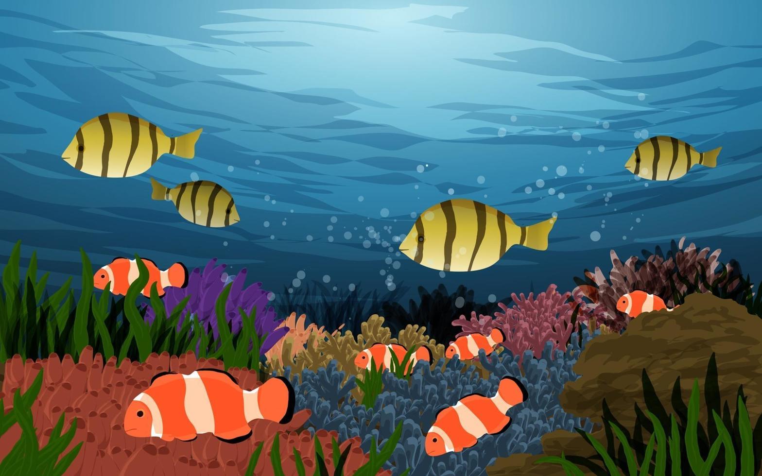 Illustration Of Ocean Underwater Landscape vector