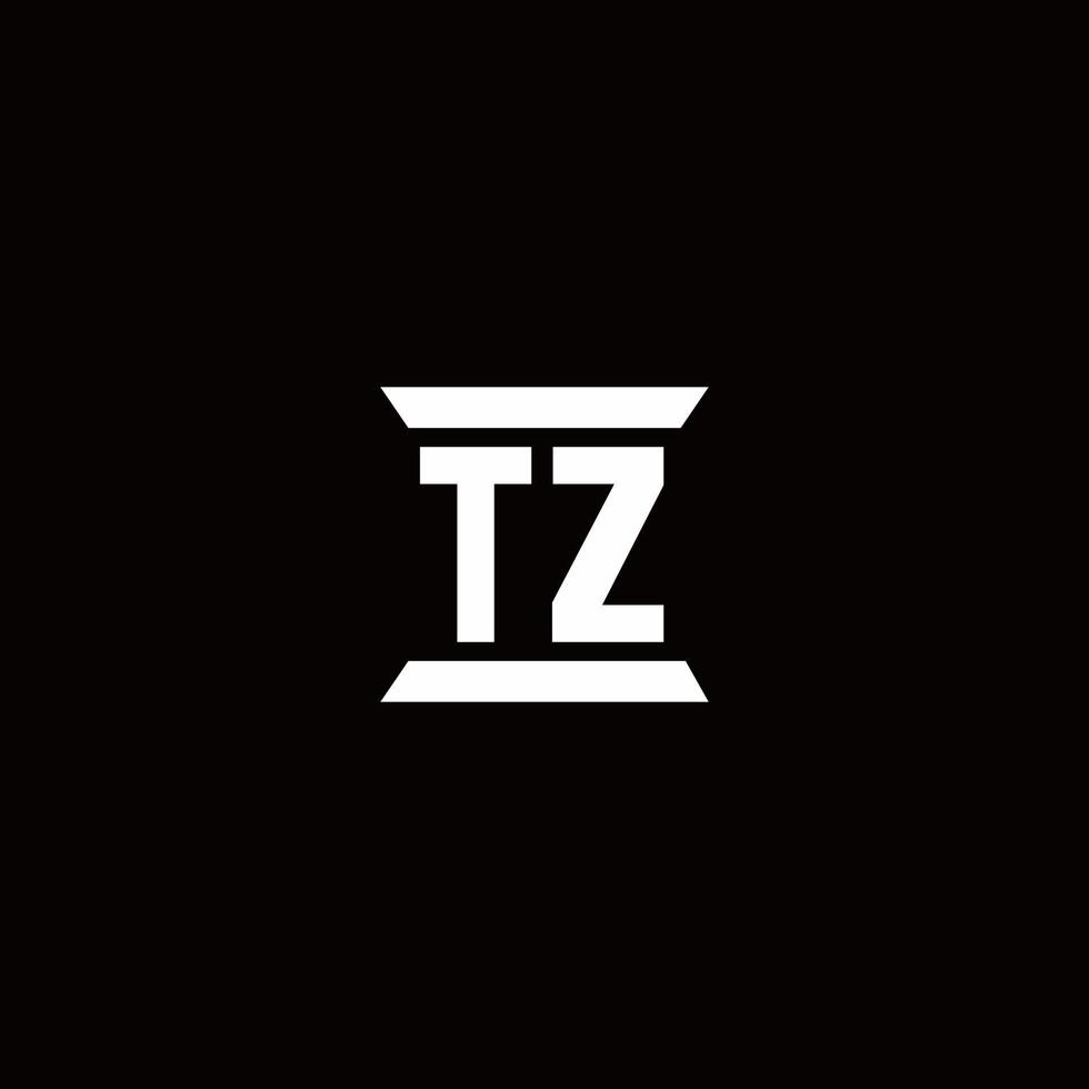 tz logo monograma con plantilla de diseños de forma de pilar vector