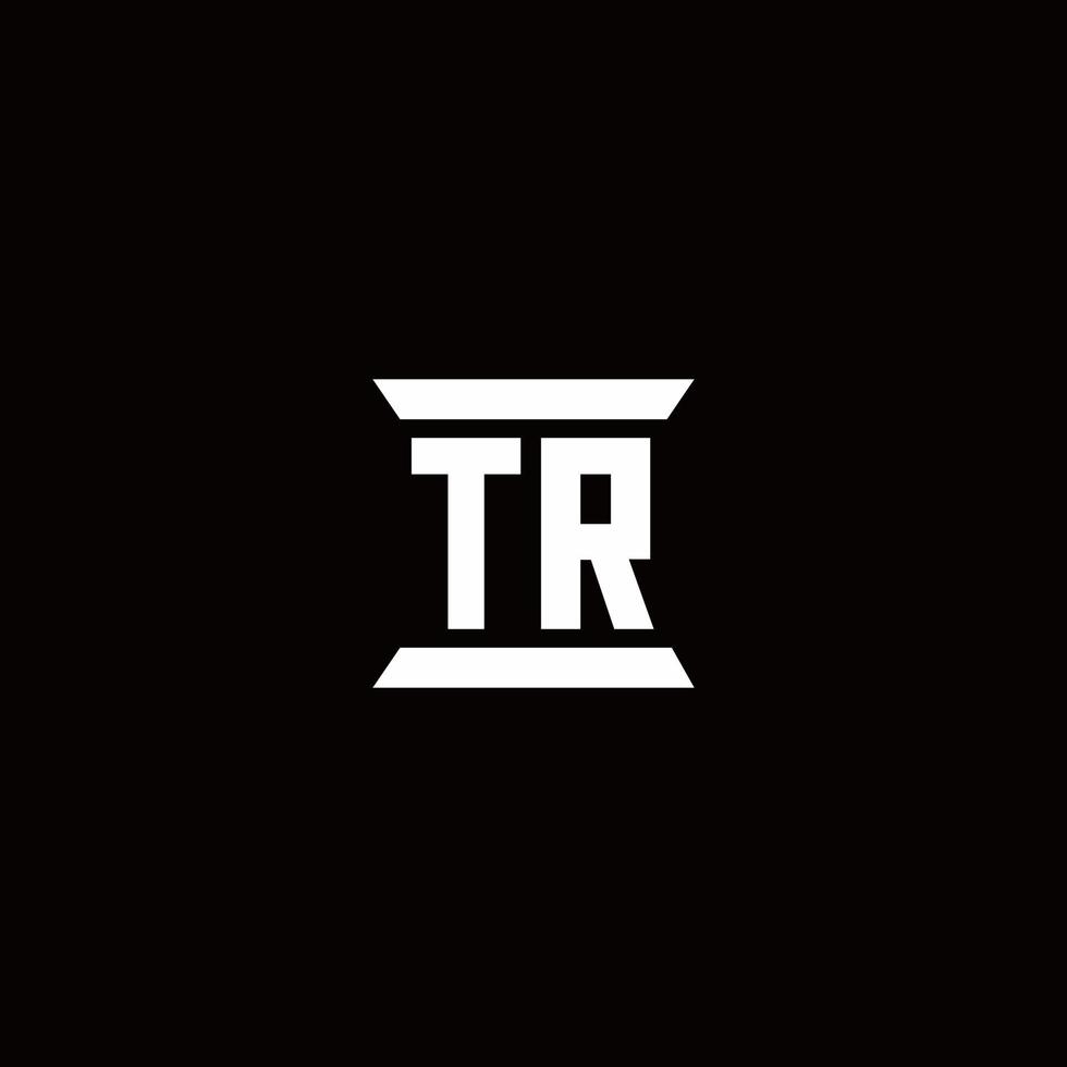 monograma de logotipo tr con plantilla de diseños de forma de pilar vector