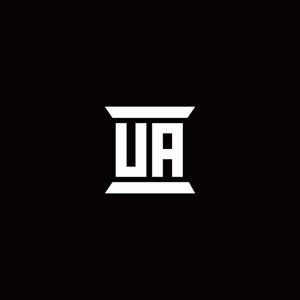 Ua logo monograma con plantilla de diseños de forma de pilar vector