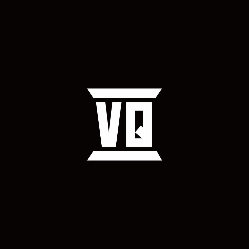 VQ Logo monogram with pillar shape designs template vector