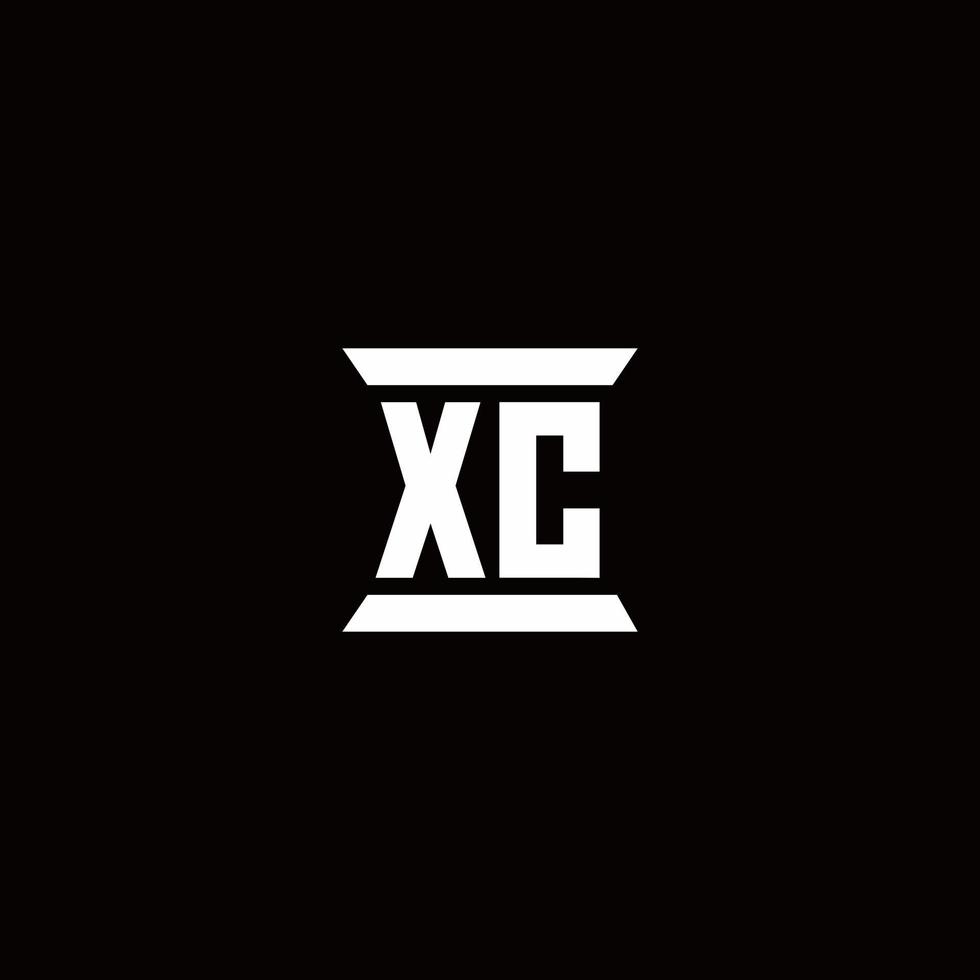 xc logo monograma con plantilla de diseños de forma de pilar vector