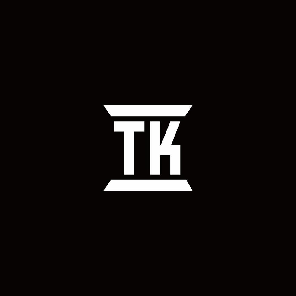 TK Logo monogram with pillar shape designs template vector