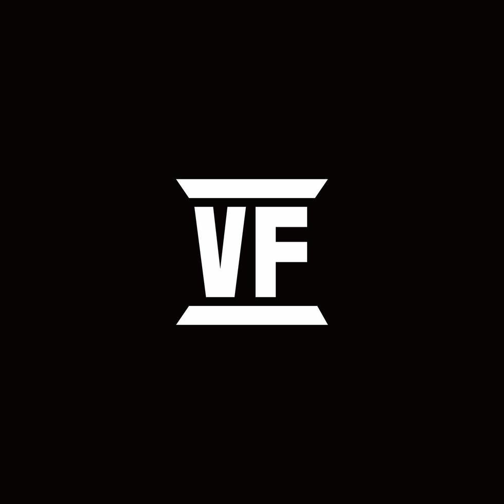monograma de logotipo vf con plantilla de diseños de forma de pilar vector