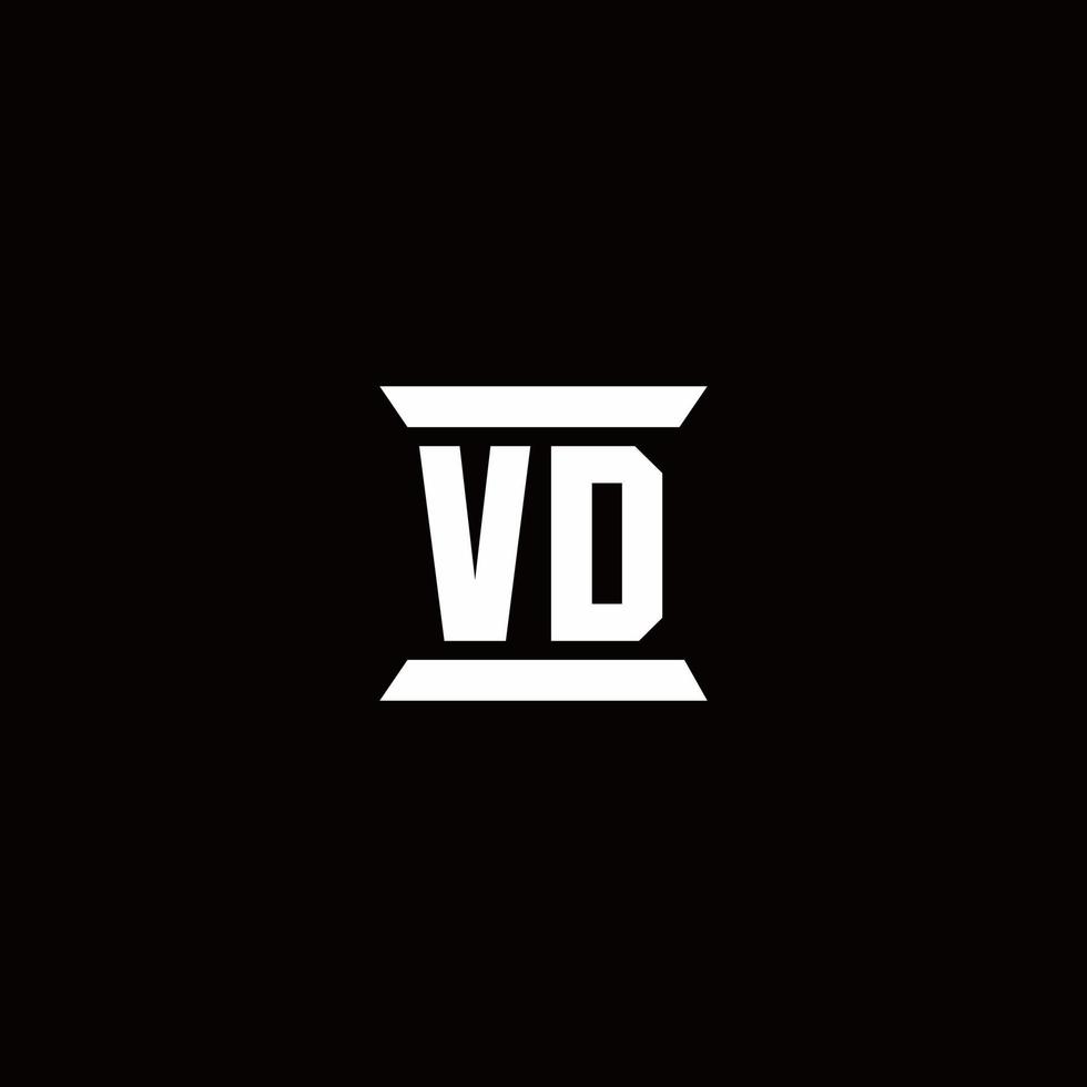 monograma de logotipo vd con plantilla de diseños de forma de pilar vector
