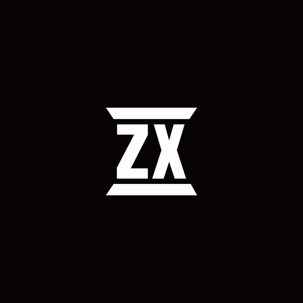 ZX Logo monogram with pillar shape designs template vector