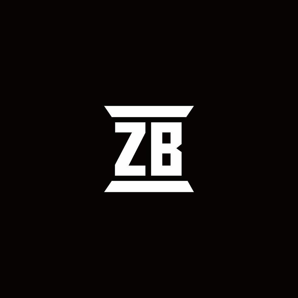 ZB Logo monogram with pillar shape designs template vector
