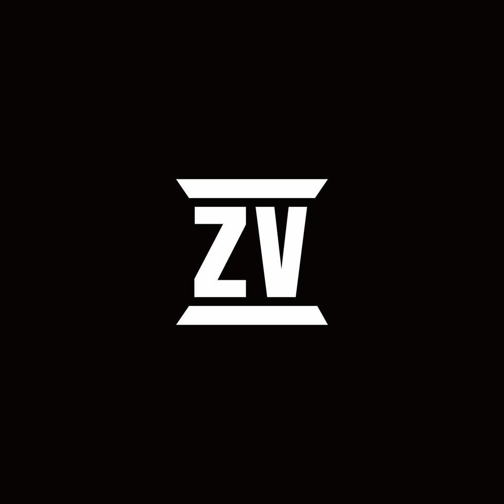 ZV Logo monogram with pillar shape designs template vector