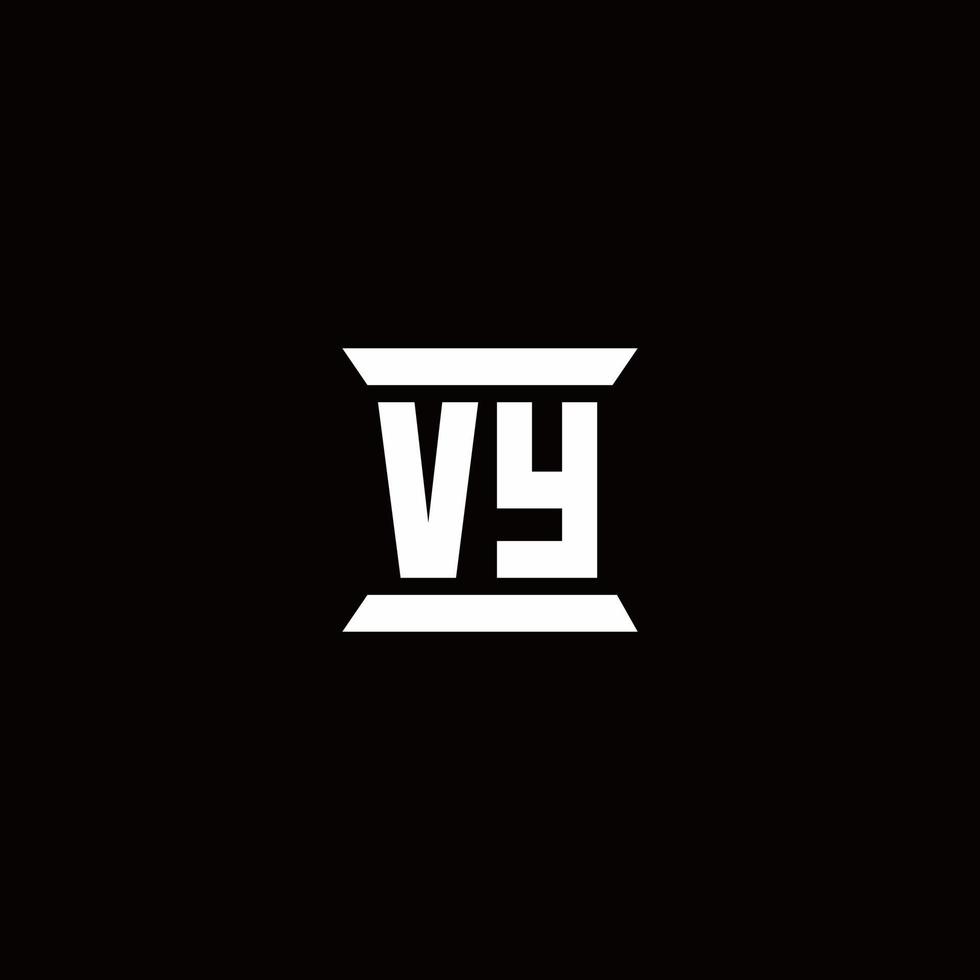 Vy logo monograma con plantilla de diseños de forma de pilar vector