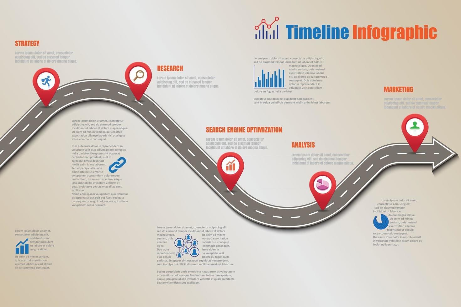 Ilustración de vector de plantilla de infografía de línea de tiempo de hoja de ruta empresarial