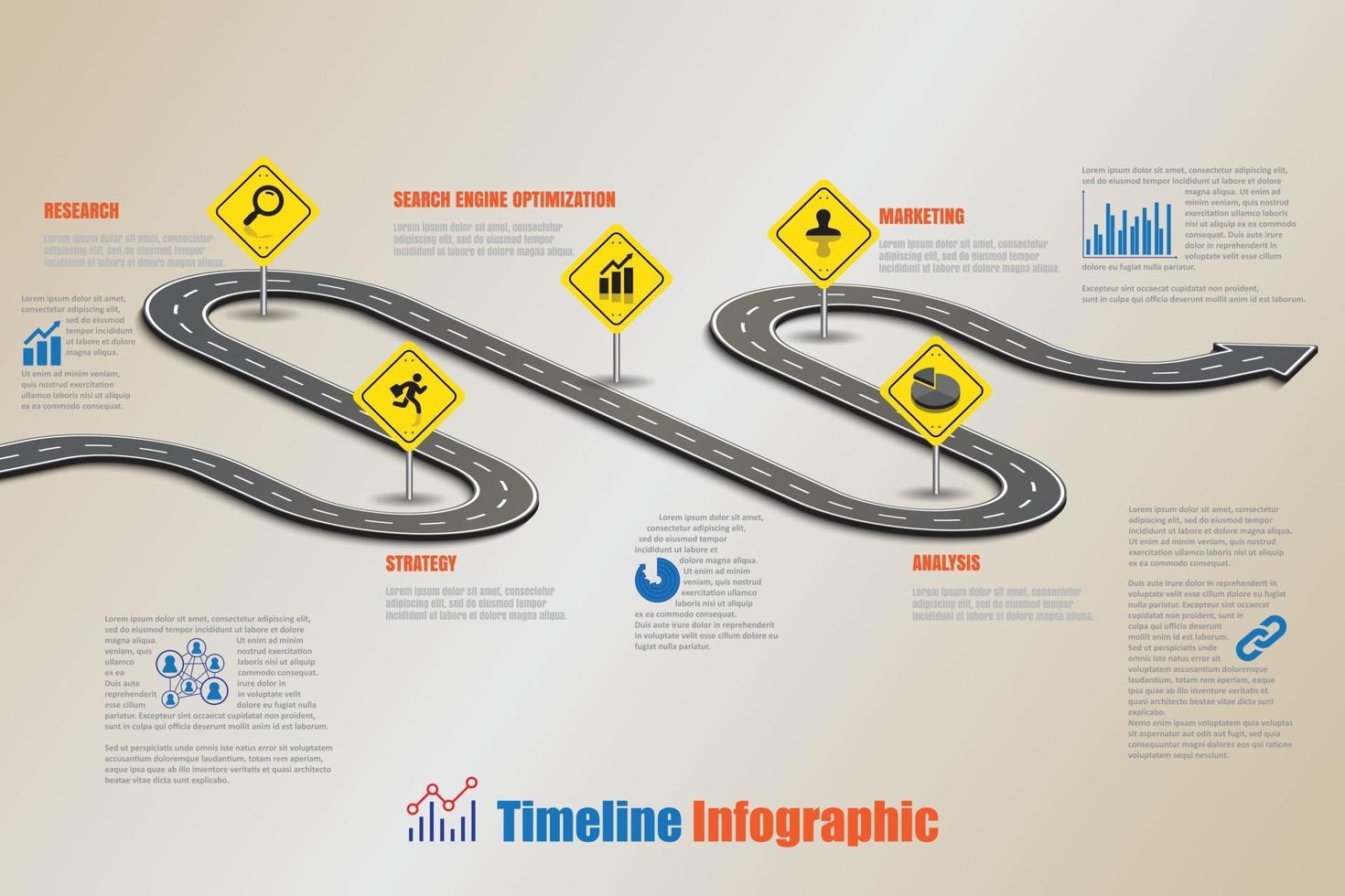 Ilustración de vector de plantilla de infografía de línea de tiempo de hoja de ruta empresarial