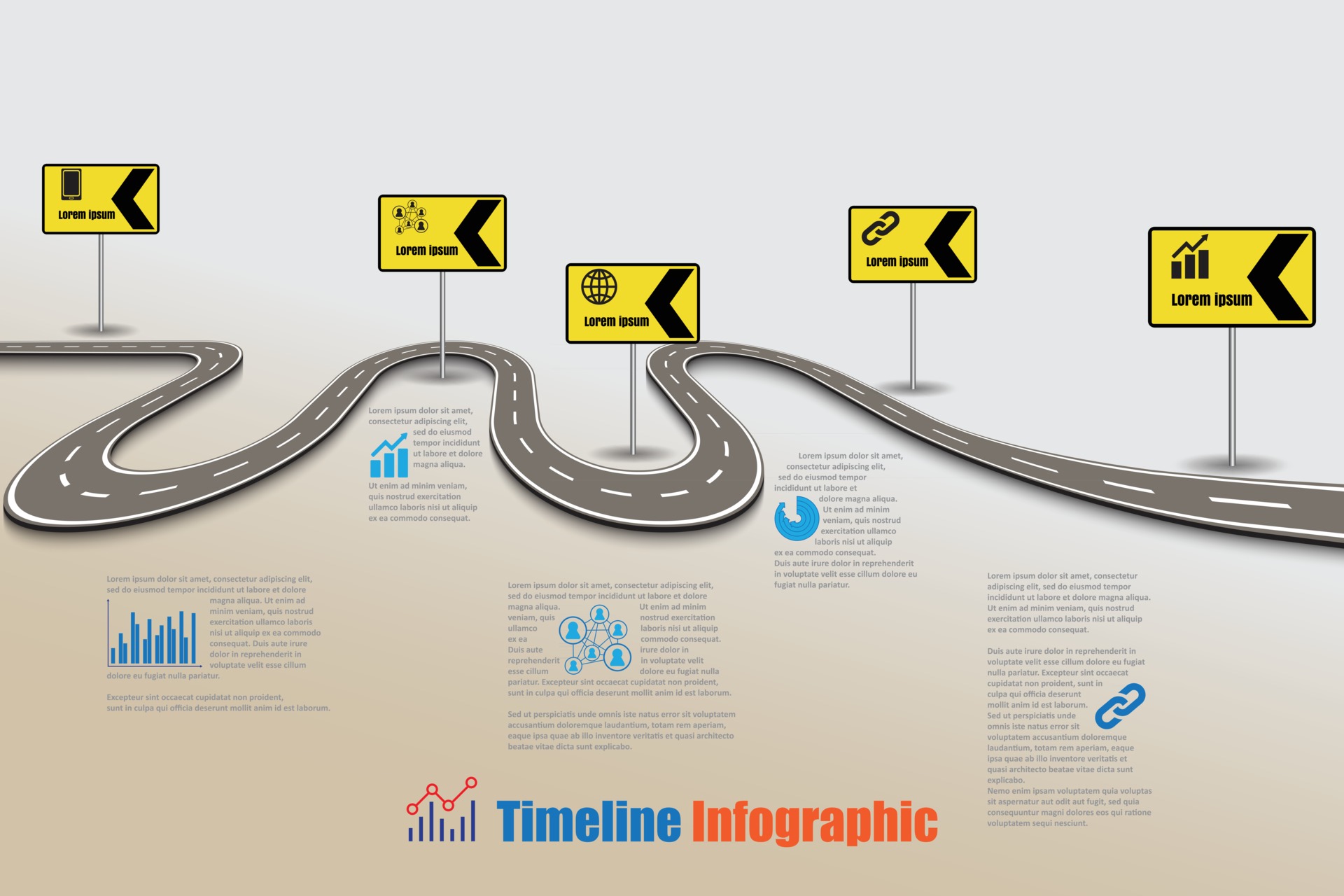 Business roadmap timeline infographic template Vector illustration For Blank Road Map Template