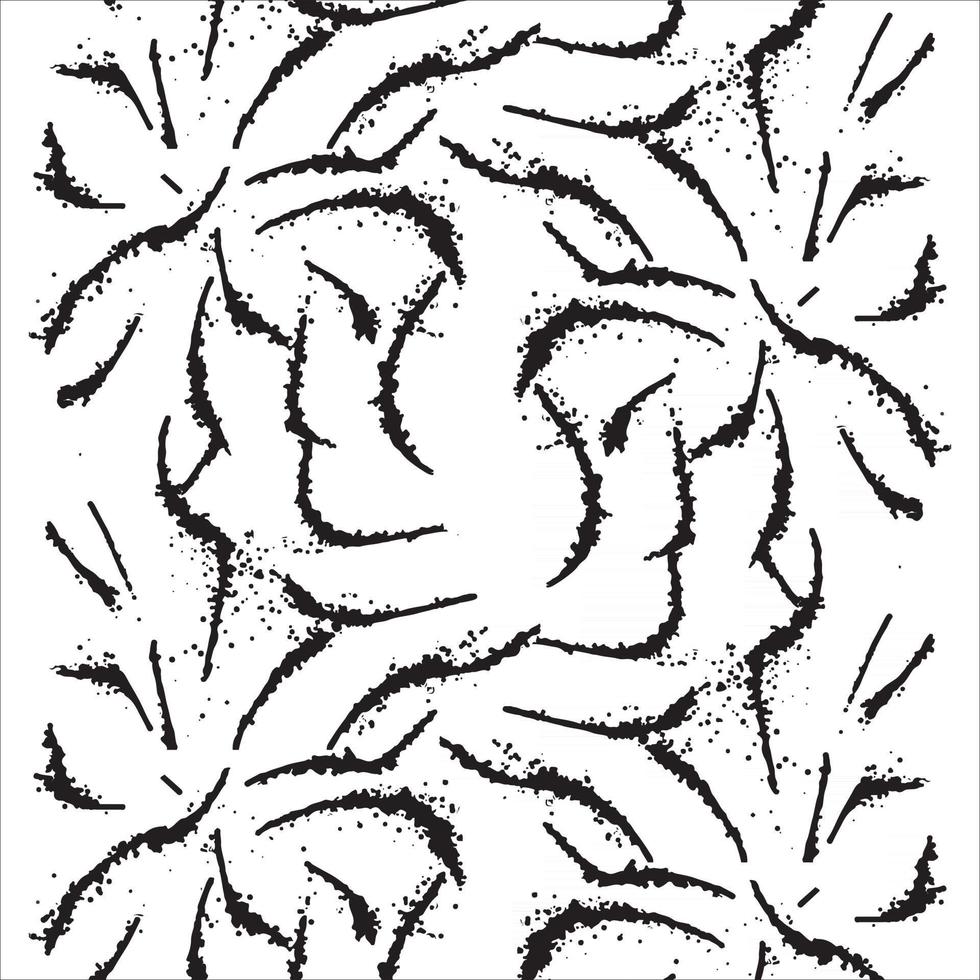 Black paint brush strokes vector seamless pattern. lines illustration.