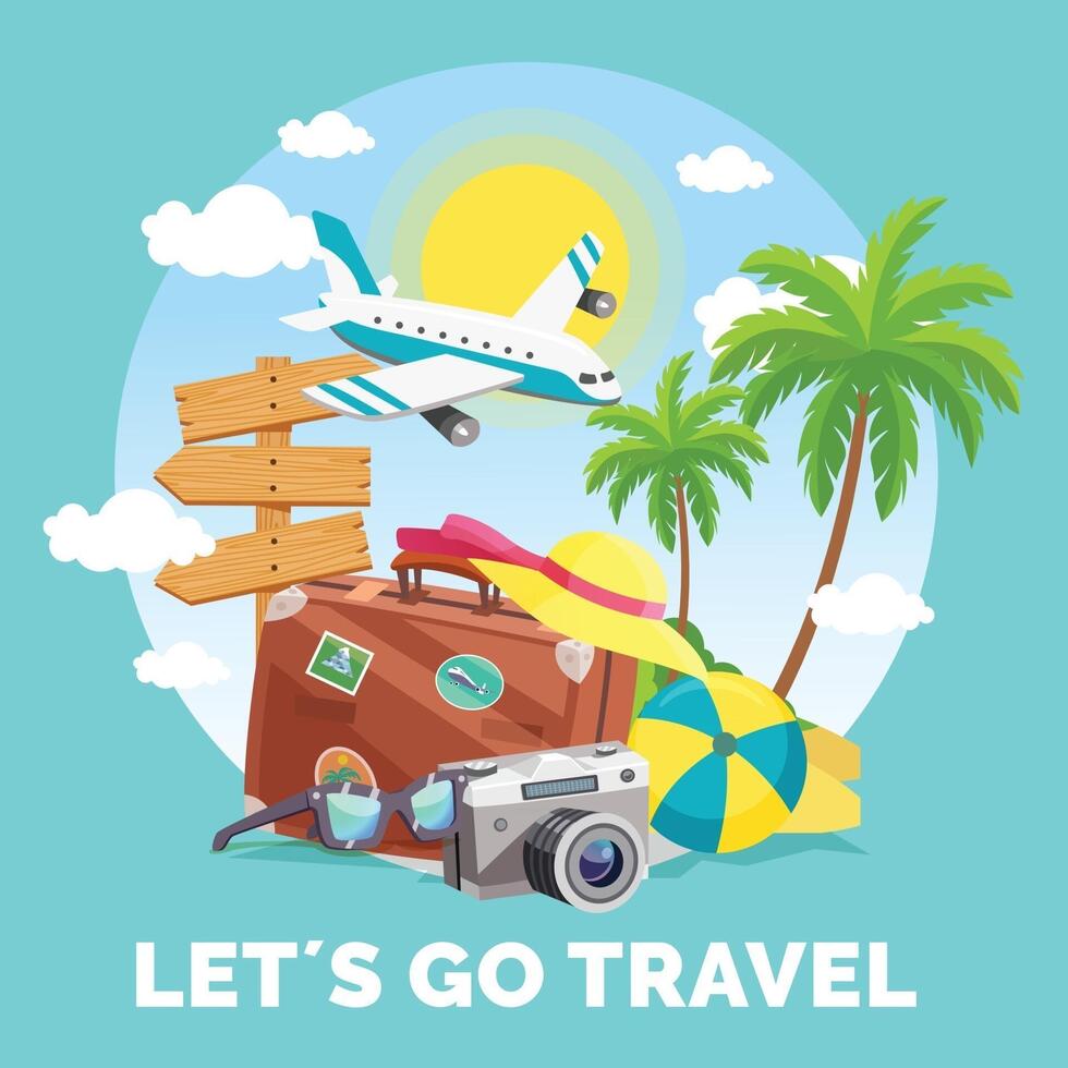 travelling vacation design illustration with cartoon style vector