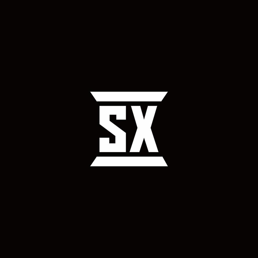 monograma de logotipo sx con plantilla de diseños de forma de pilar vector