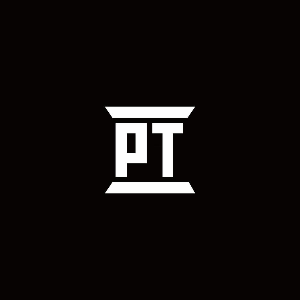 PT Logo monogram with pillar shape designs template vector