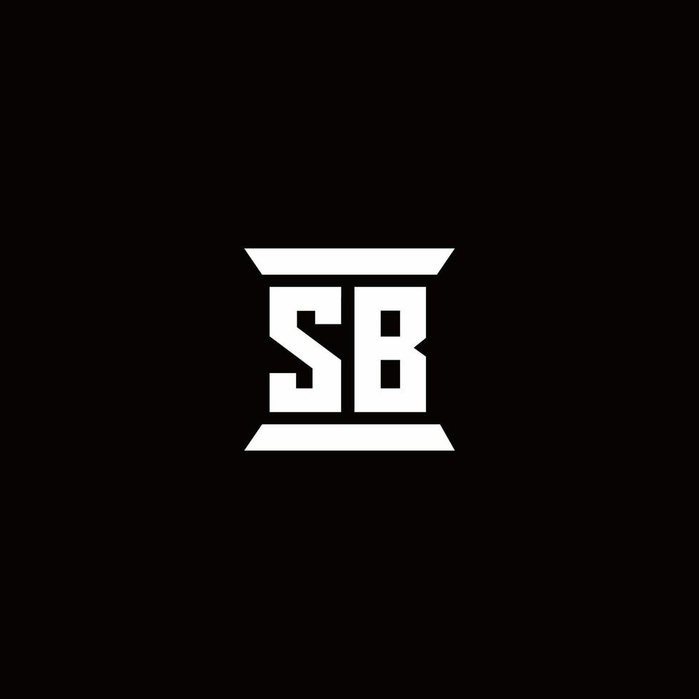 monograma de logotipo de sb con plantilla de diseños de forma de pilar vector