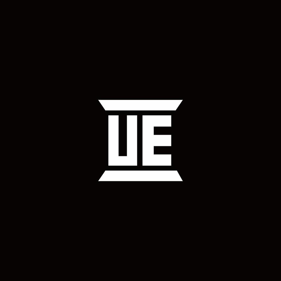 ue logo monograma con plantilla de diseños de forma de pilar vector