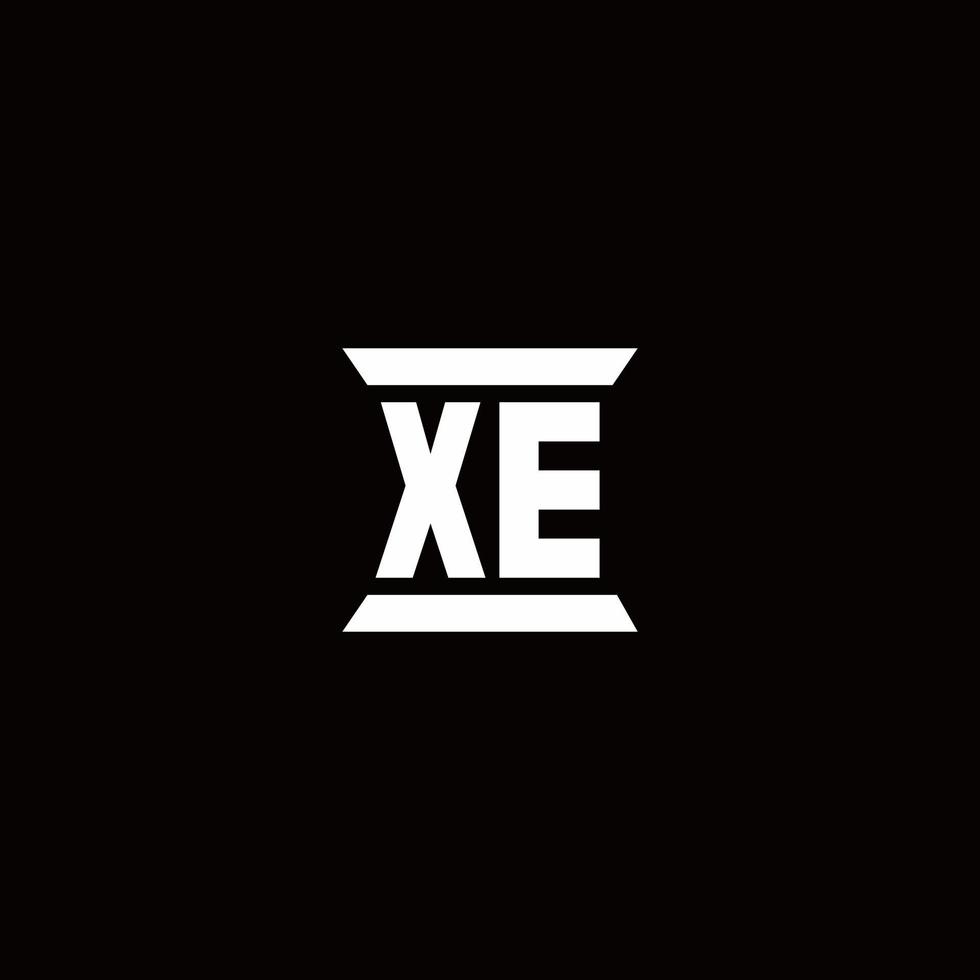 XE Logo monogram with pillar shape designs template vector