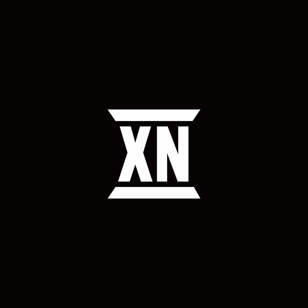 xn logo monograma con plantilla de diseños de forma de pilar vector