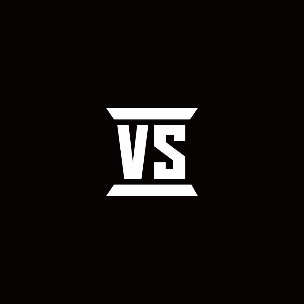 VS Logo monogram with pillar shape designs template vector
