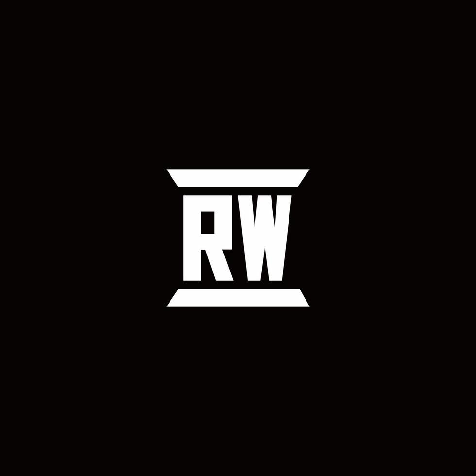 RW Logo monogram with pillar shape designs template vector