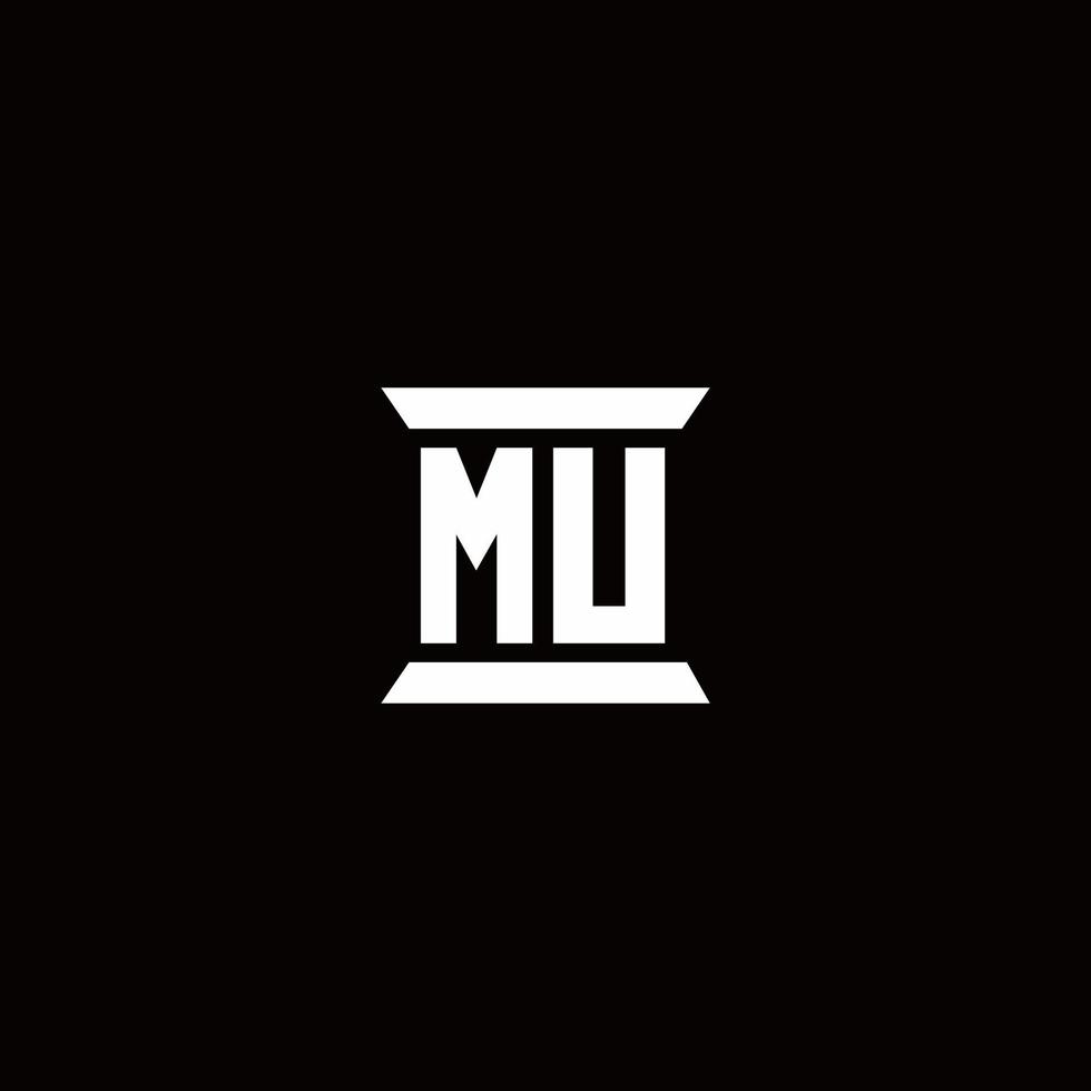 MU Logo monogram with pillar shape designs template vector