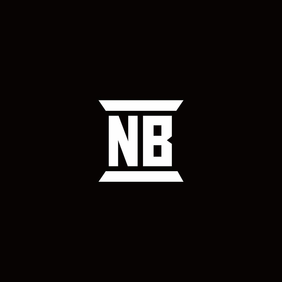 nb logo monograma con plantilla de diseños de forma de pilar vector