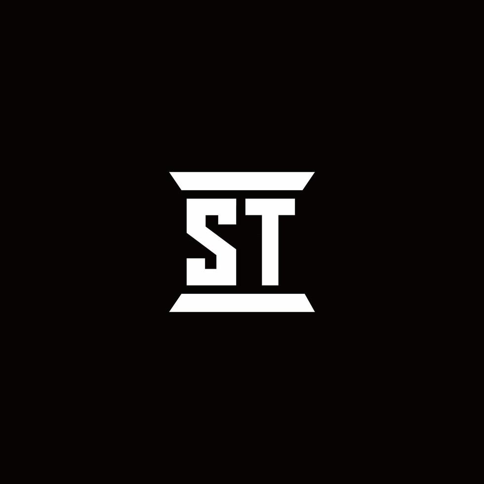 ST Logo monogram with pillar shape designs template vector