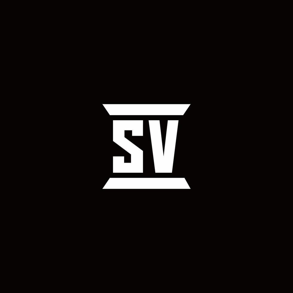 sv logo monograma con plantilla de diseños de forma de pilar vector