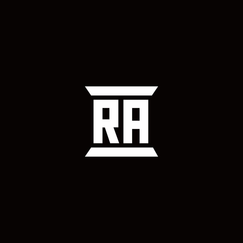 RA Logo monogram with pillar shape designs template vector