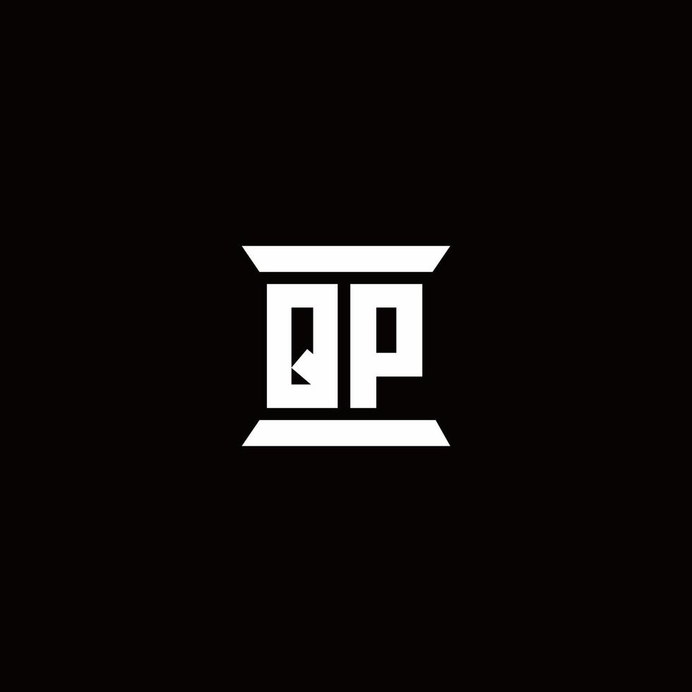 QP Logo monogram with pillar shape designs template vector