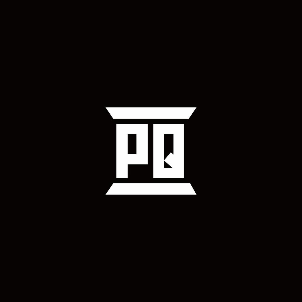 PQ Logo monogram with pillar shape designs template vector