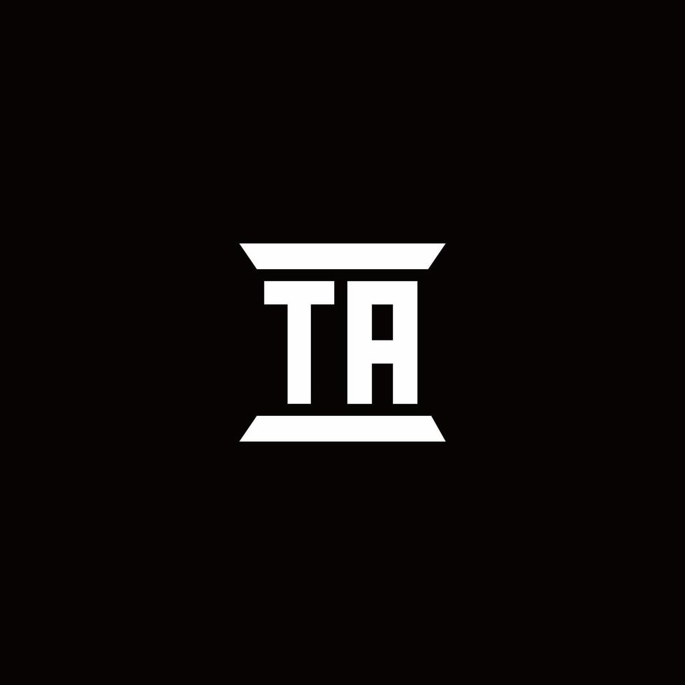 TA Logo monogram with pillar shape designs template vector
