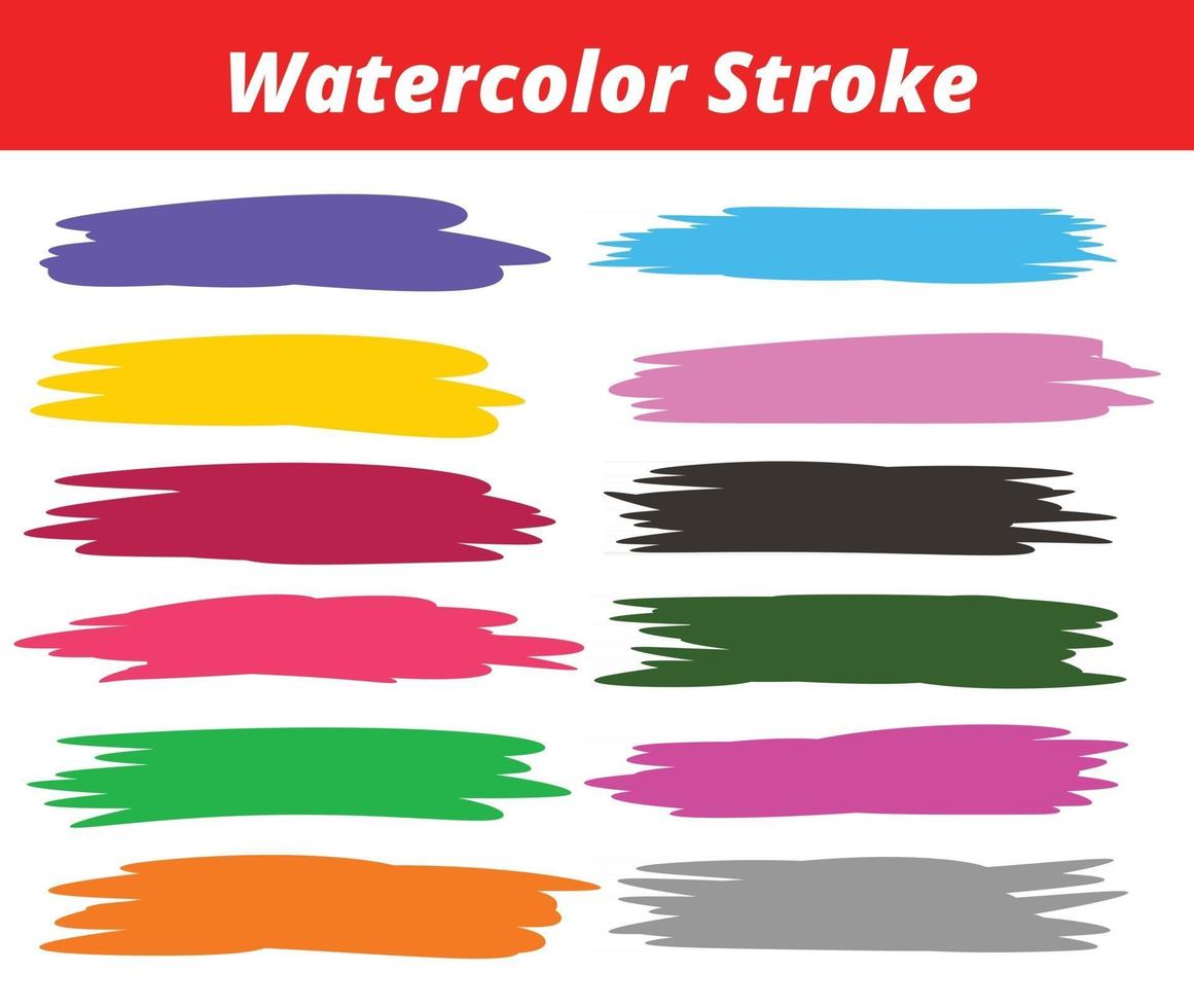 Watercolor stroke set design vector