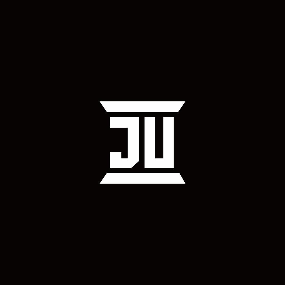 monograma del logotipo de ju con plantilla de diseños de forma de pilar vector