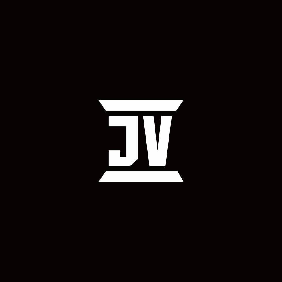 JV Logo monogram with pillar shape designs template vector