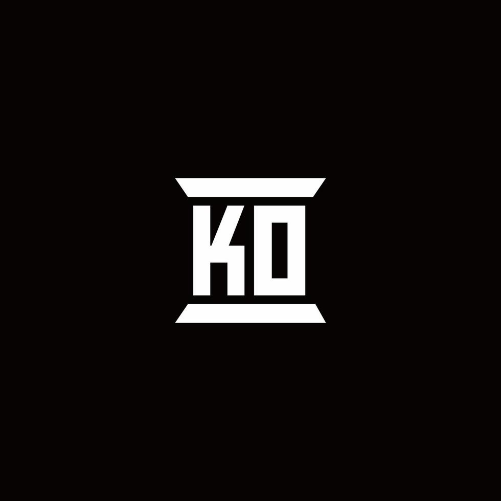 Ko logo monograma con plantilla de diseños de forma de pilar vector