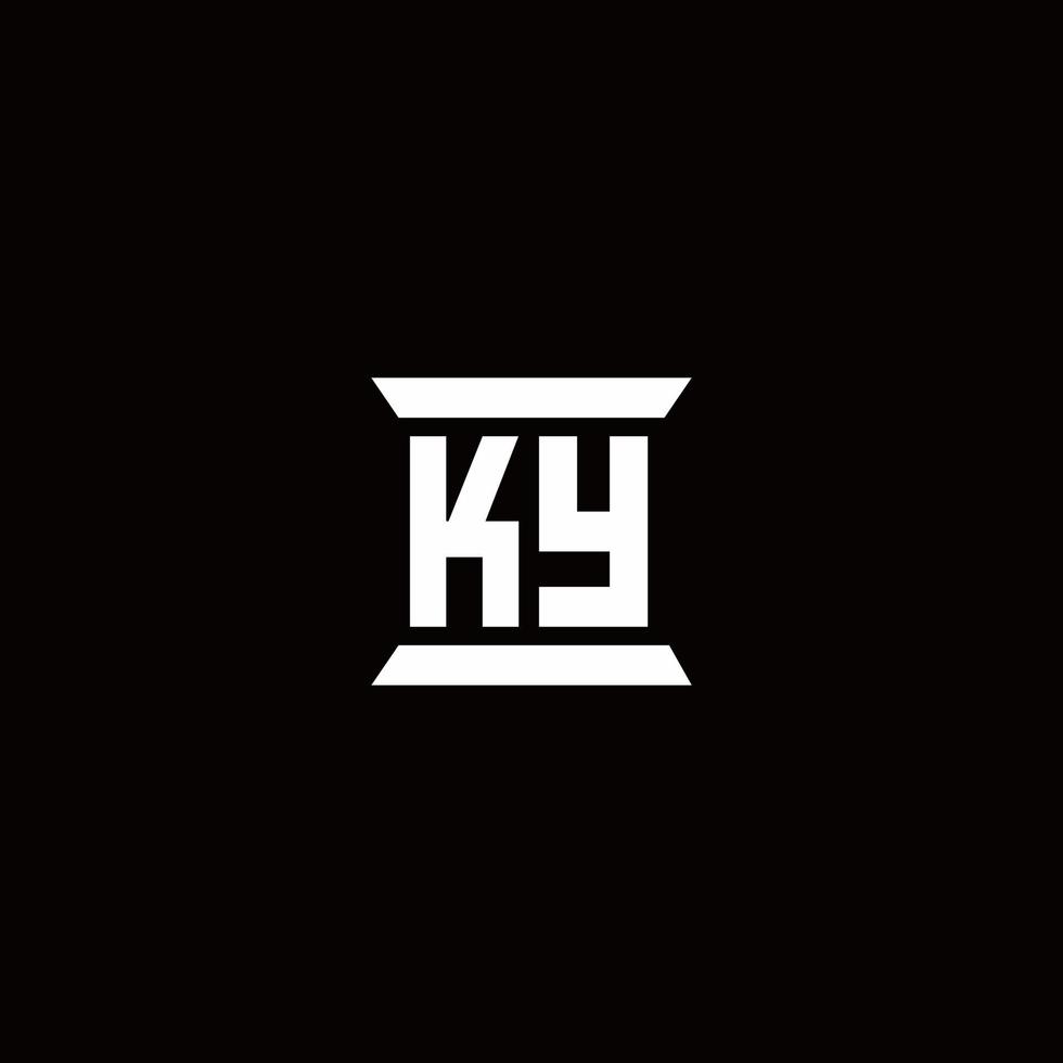 KY Logo monogram with pillar shape designs template vector