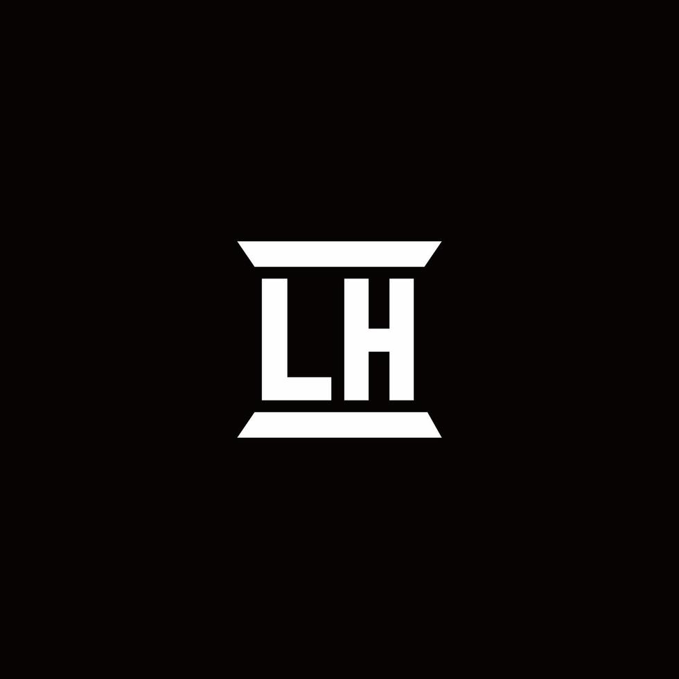 monograma del logotipo de lh con plantilla de diseños de forma de pilar vector
