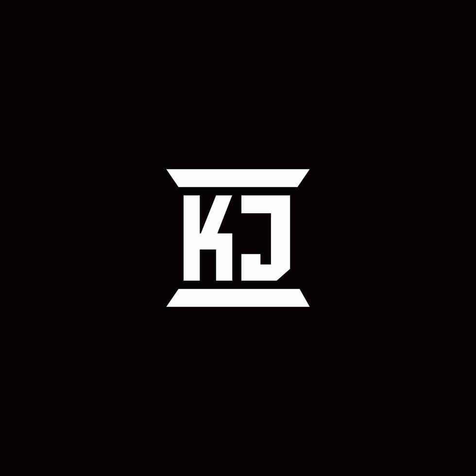 Kj logo monograma con plantilla de diseños de forma de pilar vector