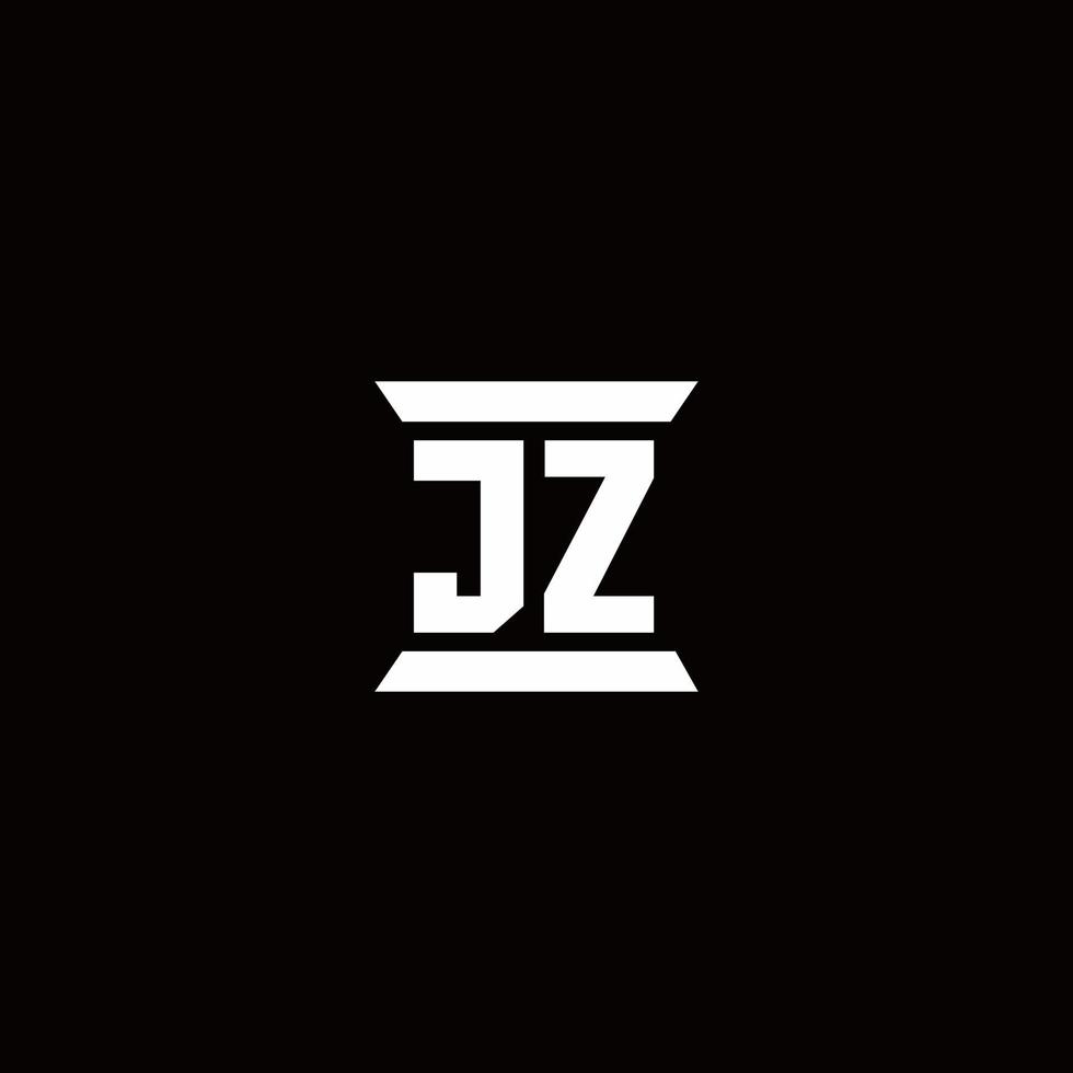 monograma del logotipo de jz con plantilla de diseños de forma de pilar vector